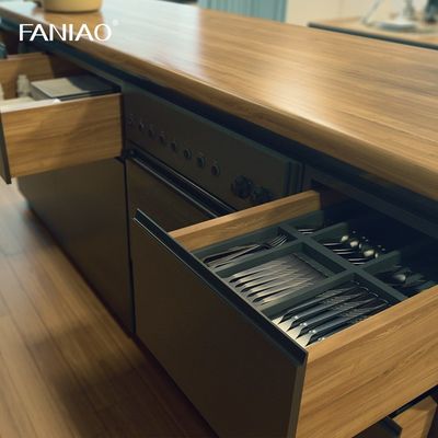 Minimalist Design Melamine Finish Green Wooden Modern Open Kitchen Cabinet
