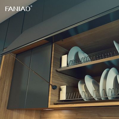 Minimalist Design Melamine Finish Green Wooden Modern Open Kitchen Cabinet