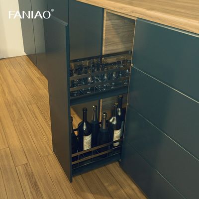 Minimalist Design Melamine Finish Green Wooden Modern Open Kitchen Cabinet