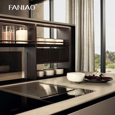 Professional One-Stop Designs Modular Kitchen Melamine Wood Modern Kitchen Cabinets For Villa Apartment