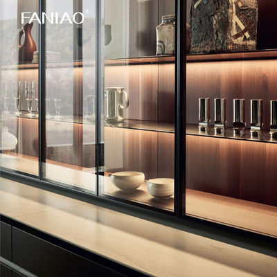 Professional One-Stop Designs Modular Kitchen Melamine Wood Modern Kitchen Cabinets For Villa Apartment