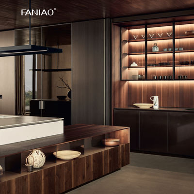 Professional One-Stop Designs Modular Kitchen Melamine Wood Modern Kitchen Cabinets For Villa Apartment