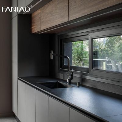 Custom Villa Kitchen Cabinet Modern Grey Industrial Design Kitchen Cabinet With Island