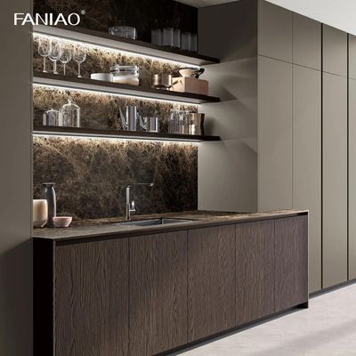 Villa Melamine Grey Luxury Large Solid Wood Modern Kitchen Cupboard Pantry Cabinet Set
