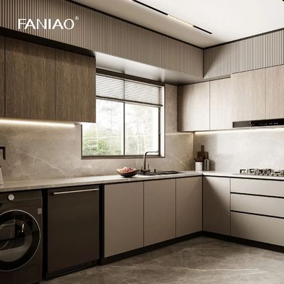 Wholesale White Modern U Shaped Kitchen Design Melamine Kitchen Cabinets Wooden Villa Kitchen Cabinet Set