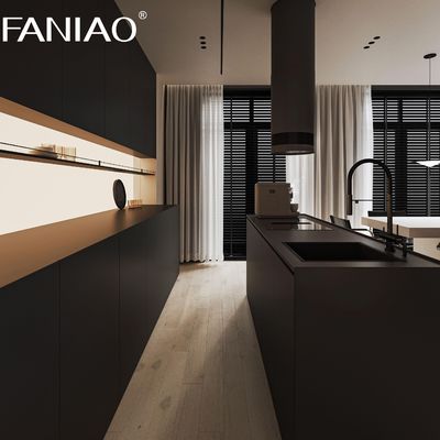 Matte Grey Custom Kitchen Cabinet Melamine Board Kitchen Base Cabinet With Sink Design Kitchen Furniture