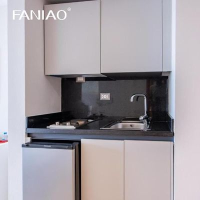 Custom Hotel Room Modern Lacquer Small Space Kitchenette Mini Kitchen Cabinet Set With Sink