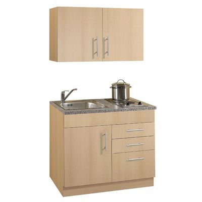 Lacquer Small Kitchen Cabinets Solid Wood All In One Mini Kitchenette for Hotel Project