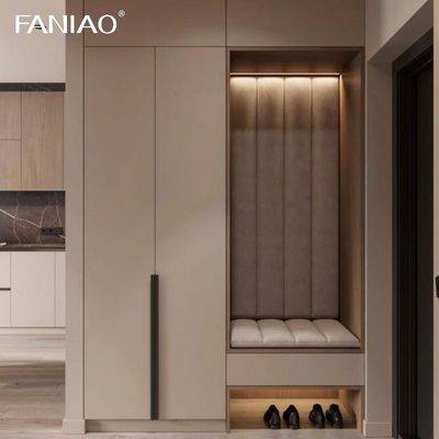 Custom Hotel Room Armoire Open Storage Wardrobe Wooden Closet Design With Mirror