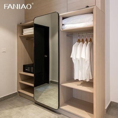 Custom Hotel Room Armoire Open Storage Wardrobe Wooden Closet Design With Mirror