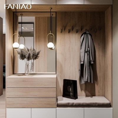 Custom Hotel Room Armoire Open Storage Wardrobe Wooden Closet Design With Mirror