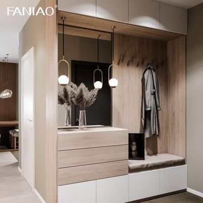 Custom Hotel Room Armoire Open Storage Wardrobe Wooden Closet Design With Mirror