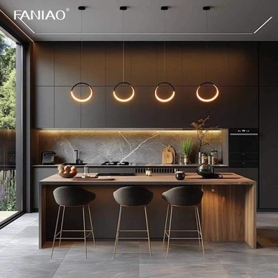 Custom Modern Design Glossy Lacquer Grey Kitchen Cabinets Set With Island