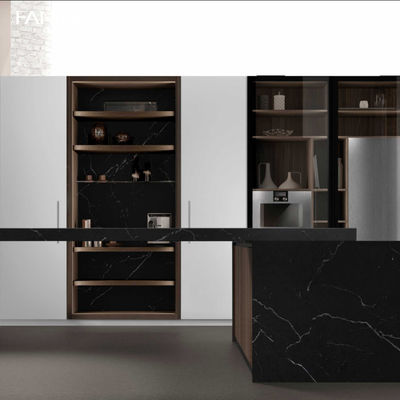 Custom Luxury Villa Lacquer Double Sink Island Design Modern Full Kitchen Cabinet