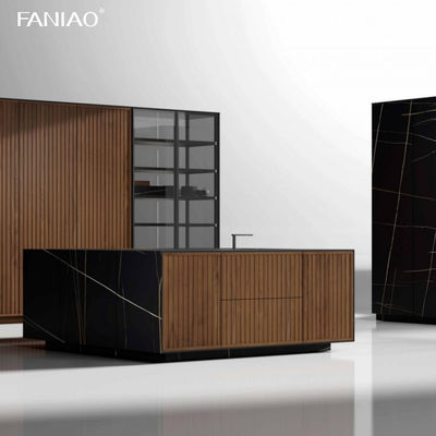 Custom Luxury Villa Lacquer Double Sink Island Design Modern Full Kitchen Cabinet