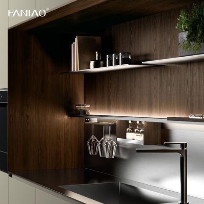 Modern Minimalist Style Stainless Steel Solid Wood Kitchen Cabinet Kitchen Furniture Custom Kitchen Cabinet Sets