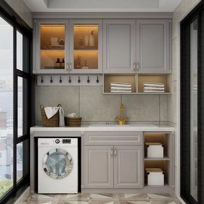 Customized Modern PVC Kitchen Cabinets L Shape Classic Grey Kitchen Cabinet