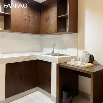 Lacquer Small Kitchen Cabinets Solid Wood All In One Mini Kitchenette for Hotel Project