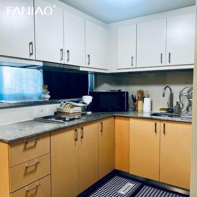 Lacquer Small Kitchen Cabinets Solid Wood All In One Mini Kitchenette for Hotel Project