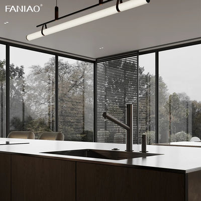 Modern Designs Stainless Steel Custom Furniture I Shaped Kitchen Cabinets Wood Grain Wall Cabinet Stainless Island
