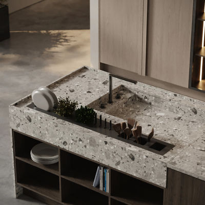 Custom Modern Design Villa Modern Kitchen Cupboard Melamine Kitchen Cabinets With Island