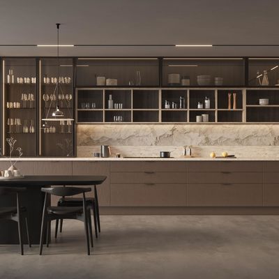 OEM New Modern Matte Finished Luxury Villa Lacquer Kitchen Cabinets