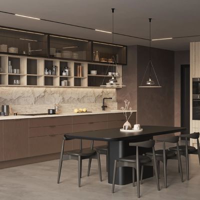 OEM New Modern Matte Finished Luxury Villa Lacquer Kitchen Cabinets