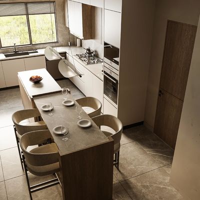 Customized Kitchen Furniture Modern Natural Solid Wood Modular Kitchen Cabinets Villa Use Luxury Kitchen Cabinets