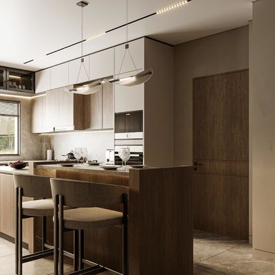 Customized Kitchen Furniture Modern Natural Solid Wood Modular Kitchen Cabinets Villa Use Luxury Kitchen Cabinets