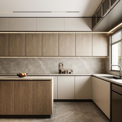 Customized Kitchen Furniture Modern Natural Solid Wood Modular Kitchen Cabinets Villa Use Luxury Kitchen Cabinets