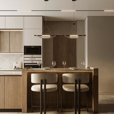 Customized Kitchen Furniture Modern Natural Solid Wood Modular Kitchen Cabinets Villa Use Luxury Kitchen Cabinets