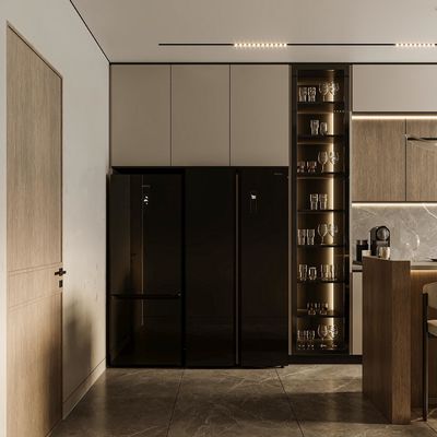 Customized Kitchen Furniture Modern Natural Solid Wood Modular Kitchen Cabinets Villa Use Luxury Kitchen Cabinets