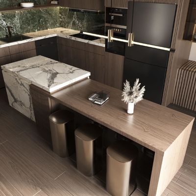 Modern Villa Style Interior Smart Kitchen Cabinets Melamine Wall Cabinet Complete Luxury Kitchen Cabinets Set