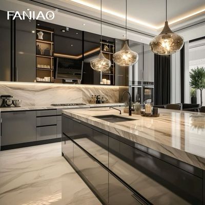 Modern Style PET Kitchen Cupboard Furniture Flat Pack Matte Finish Powder Coating Kitchen Cabinets