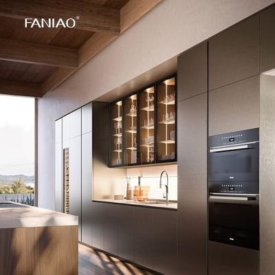 High Gloss Solid Wood Kitchen Design Cabinets Set Furniture Custom Modern Melamine Kitchen Cabinet
