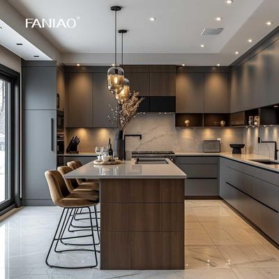 High Gloss Solid Wood Kitchen Design Cabinets Set Furniture Custom Modern Melamine Kitchen Cabinet