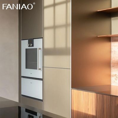 Modern Wood Grain 304 Stainless Steel Waterproof Villa Kitchen Cabinet