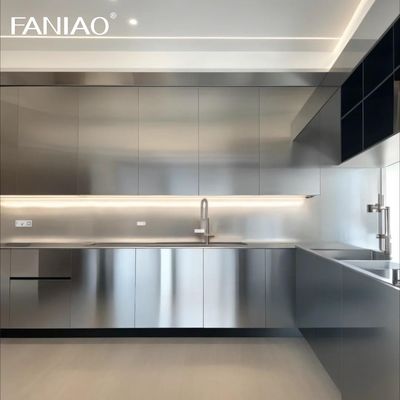 Factory Price Modern Style Design Aluminum Kichen Luxury Island Complete Stainless Steel Kitchen Cabinet