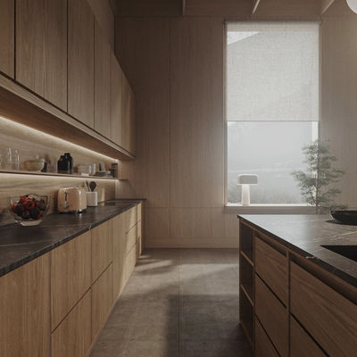 Modern Style Manufacturer Full Set Designs Complete Minimalist Wood Grain Kitchen Cabinets