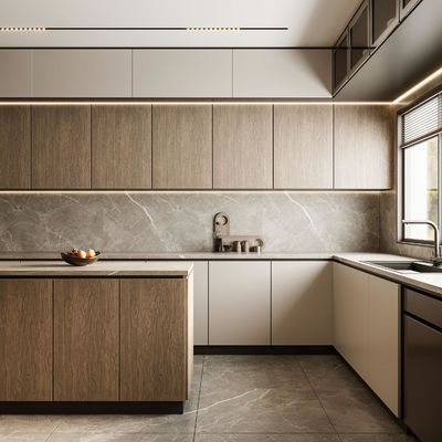 Villa Wood Grain Complete Sets Modern Designs Solid Wood Kitchen Cabinet Sets