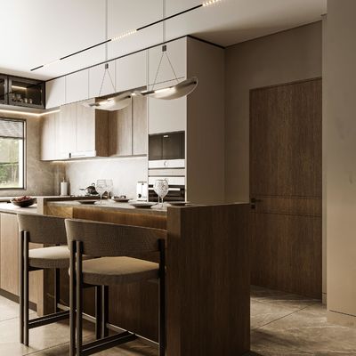 Villa Wood Grain Complete Sets Modern Designs Solid Wood Kitchen Cabinet Sets