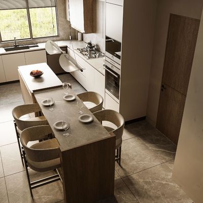 Villa Wood Grain Complete Sets Modern Designs Solid Wood Kitchen Cabinet Sets