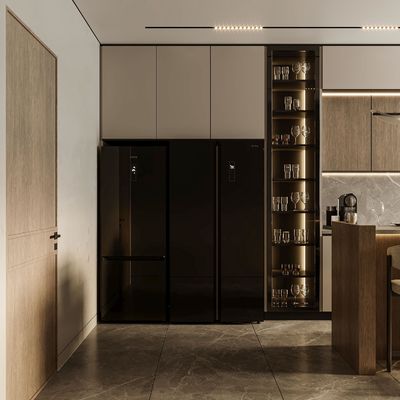 Villa Wood Grain Complete Sets Modern Designs Solid Wood Kitchen Cabinet Sets
