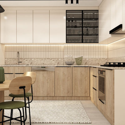Customized Modern Luxury Modular Kitchen Cabinet Lacquer Wood Grain Kitchen Cabinet