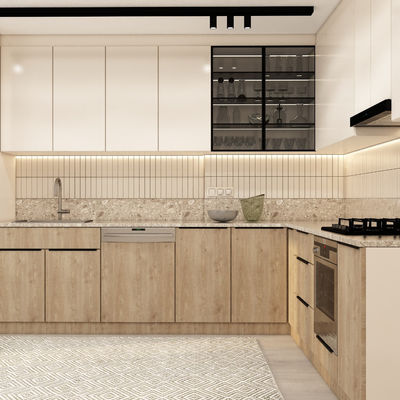 Customized Modern Luxury Modular Kitchen Cabinet Lacquer Wood Grain Kitchen Cabinet