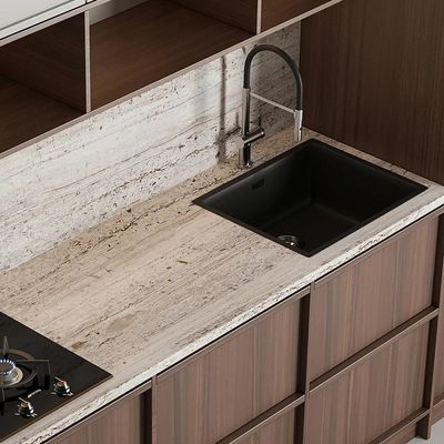Luxury Modern Wood Door Material Skeleton Line Wood Grain Kitchen Cabinets For Villa