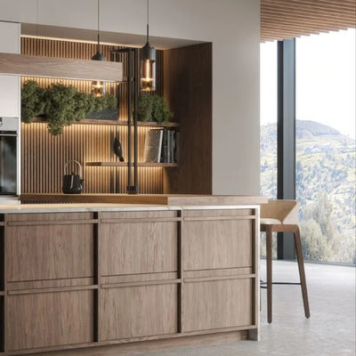 Customized Modern Luxury Modular Kitchen Cabinet Lacquer Wood Grain Kitchen Cabinet