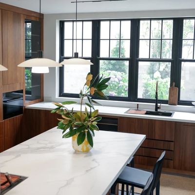 Custom Matt Modern Island Designs Storage Wood Grain Kitchen Cabinet For Villa