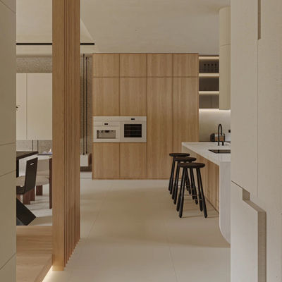 High End Contemporary Wooden Veneer Matt Kitchen Kitchen Cabinet Designs From FANIAO Factory