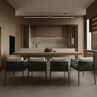 Kitchen Cabinet Supplier Handleless Wood Veneer Kitchen Cabinet